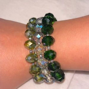 Green trio crystal styled bracelet
